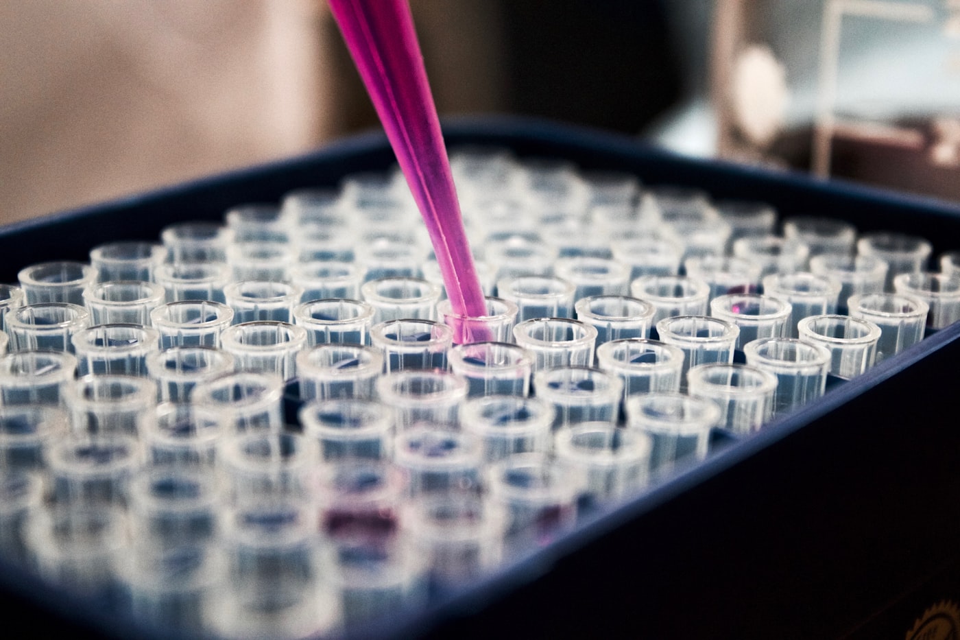 Pipetting into laboratory tubes during fragrance research and development